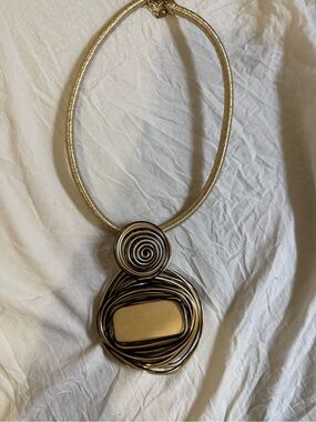Gold Tone Spiral Pendant Necklace - Women's Jewelry